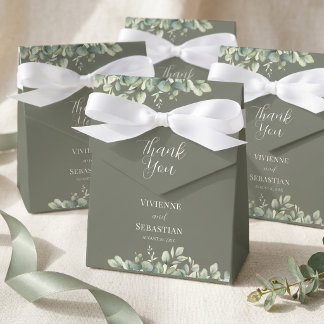 Caixinha De Lembrancinhas Noiva Floral Verde Eucalipto Verde Escuro