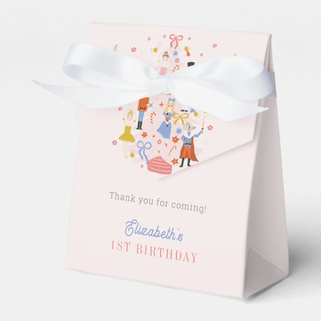 Caixinha De Lembrancinhas Noivado de Feriado de Natal Rosa Nutcracker (Frente)