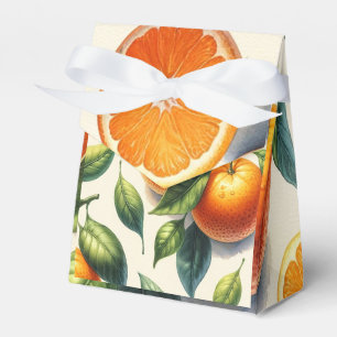Caixinha De Lembrancinhas Noivas com folhas de laranja cítricas em aquarela