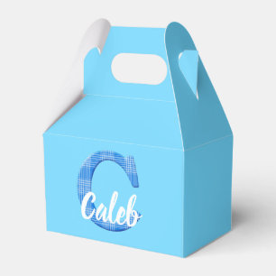 Caixinha De Lembrancinhas Nome do Menino Xadrez Personalizada Carta C Azul P