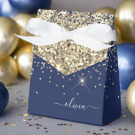 Caixinha De Lembrancinhas Nome do Monograma do Sparkle Glitter Glitter Azul<br><div class="desc">Dourado e Marinho Blue Sparkle Glitter Monogramas Name e Boxes do Partido do Papel Inicial Isto faz o doce e perfeito presente de 16 anos,  casamento,  chá de panela,  aniversário,  chá de fraldas ou festa de solteira para alguém que ama luxo de vidro e estilos quíticos.</div>