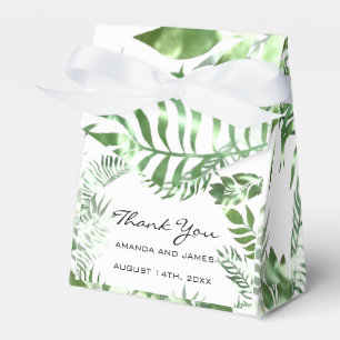 Caixinha De Lembrancinhas Nome do obrigado Data White Tropic Monstera Favor