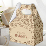 Caixinha De Lembrancinhas Nome do padrão de cookies de Vintage personalizado<br><div class="desc">Obrigado de padaria elegante e vintage,  você prefere uma caixa em beige tan e chocolate marrom com bolos,  rosquinhas e padrões de ilustração de sortimento de biscoitos.         Fácil de personalizar com seu nome (comercial) e texto!</div>