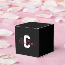 Nome Fofo & Monograma | Preto Branco & Rosa