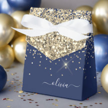Nome Monograma Menina Azul Marinho Dourado Brilho 