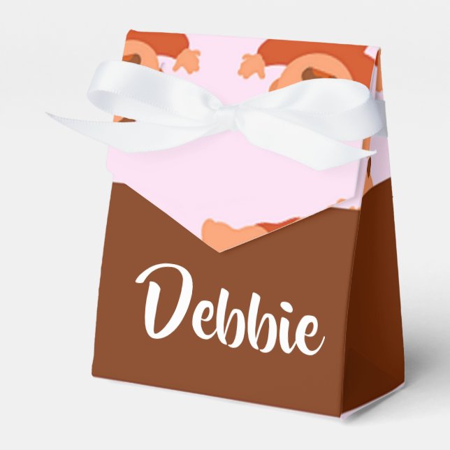 Caixinha De Lembrancinhas Nome personalizado chorando bebês a rosa (Frente)