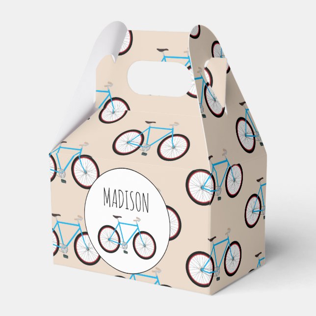 Caixinha De Lembrancinhas Nome Personalizado de Padrão de Bicicleta (Frente)