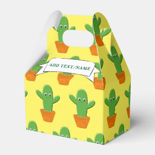 Caixinha De Lembrancinhas Nome Personalizado do Padrão Cactus de Cartoon de