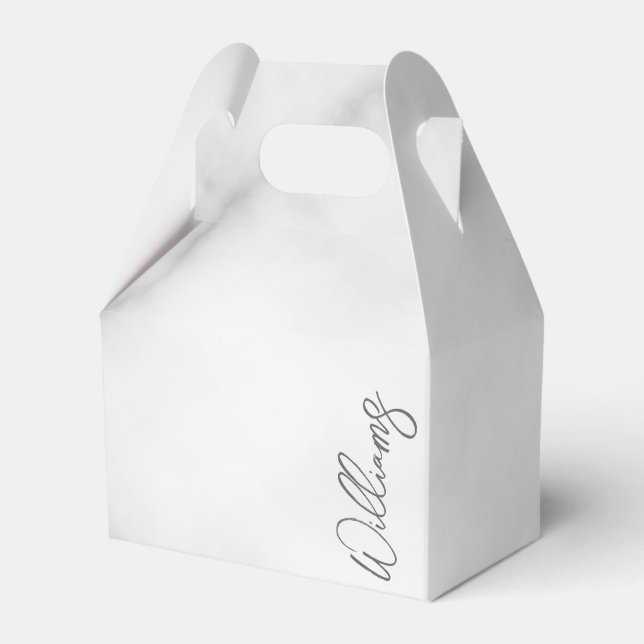 Caixinha De Lembrancinhas Nome Personalizado do Script Moderno do Marble Bra (Frente)