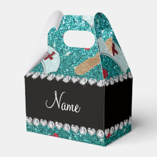 Caixinha De Lembrancinhas Nome personalizado robin Blue Glitter enfermeiro c