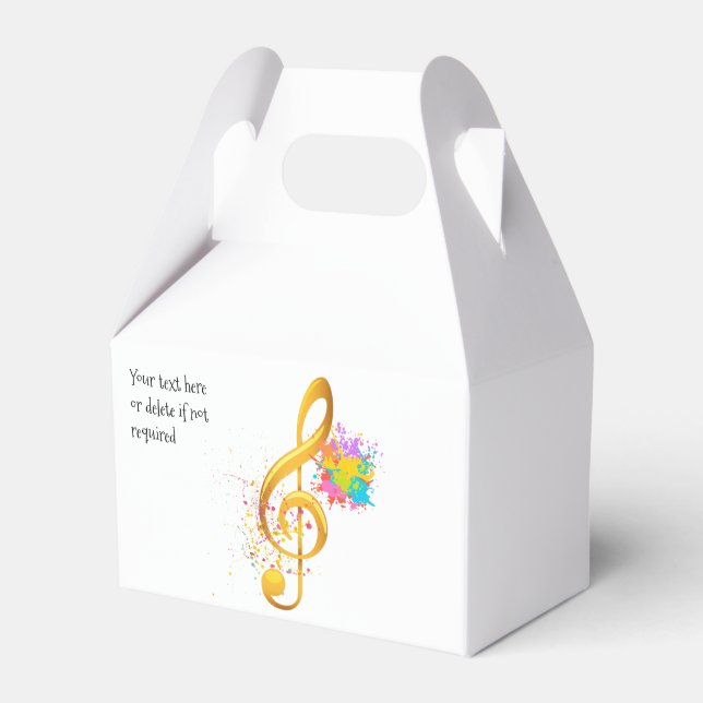 Caixinha De Lembrancinhas Nota musical de Treble Clef. Texto editável (Frente)