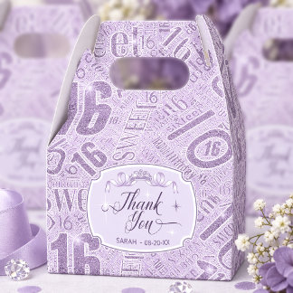 Caixinha De Lembrancinhas Nuvem de Palavras Brilhante Sweet Sixteen Violeta 