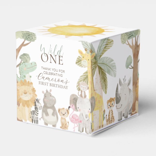 Caixinha De Lembrancinhas Nyala Safari Animais Primeiro Aniversário (Verso)