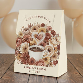 Caixinha De Lembrancinhas O Amor está Cozinhando Floral Marrom Coração de Ca