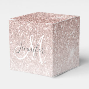 Caixinha De Lembrancinhas O brilho Dourado cor-de-rosa cora monograma