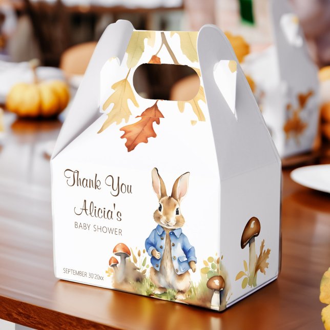 Caixinha De Lembrancinhas O coelho Peter caiu no chá de fraldas (Peter rabbit fall themed baby shower template favor box cute bunny mushroom favor box)