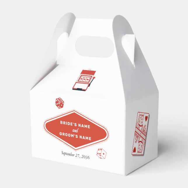 Caixinha De Lembrancinhas O Destino do Casino de Las Vegas - Branco Vermelho (Frente)
