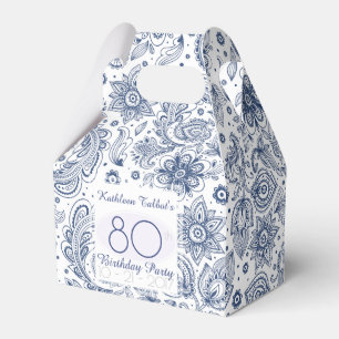 Caixinha De Lembrancinhas Obrigado azul do aniversário do 80 do vintage voc