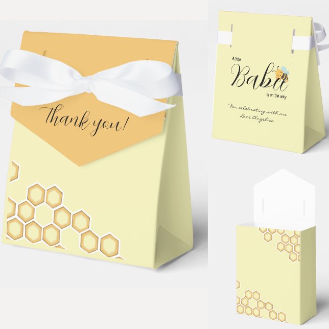 Caixinha De Lembrancinhas Obrigado, Chá de fraldas de abelha amarela (Criador carregado)