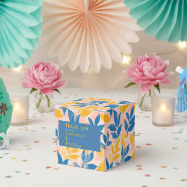 Caixinha De Lembrancinhas Obrigado de Casamento Botânico de Folha Azul e Ama