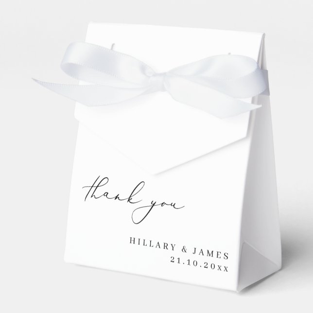 Caixinha De Lembrancinhas Obrigado de Casamento da Caligrafia Moderna Elegan (Frente)