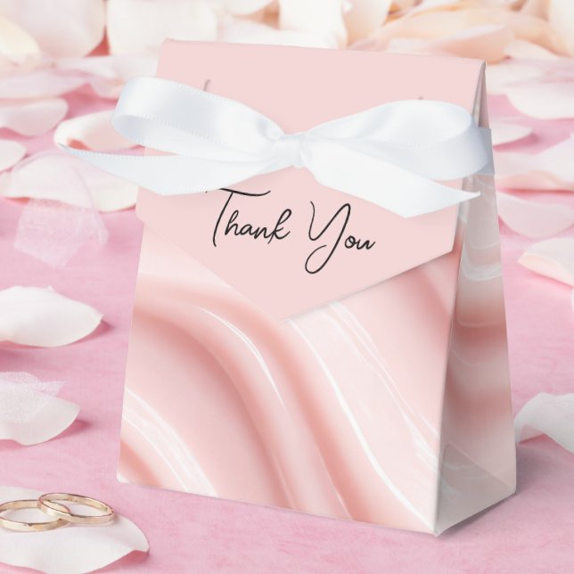 Caixinha De Lembrancinhas Obrigado Design Abstrato Rosa Creme (Casamento)