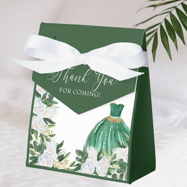 Caixinha De Lembrancinhas Obrigado Emerald Green Peony Princesa Vestido (Favor boxes with elegant princess dress from my Emerald Greenery and White Peony Collection)