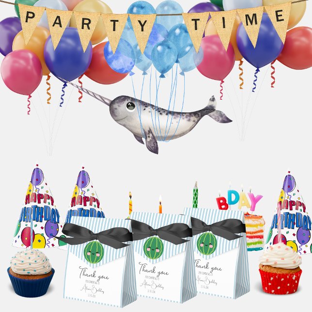 Caixinha De Lembrancinhas Obrigado listras pastel sorrindo melancia azul (Criador carregado)