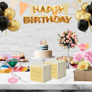 Caixinha De Lembrancinhas Obrigado, ouro e stripes 50. º aniversário