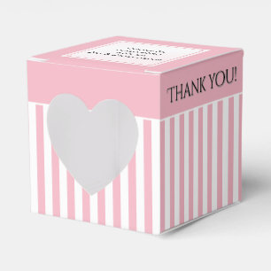 Caixinha De Lembrancinhas Obrigado Padrão de Stripes Brancas/Rosa