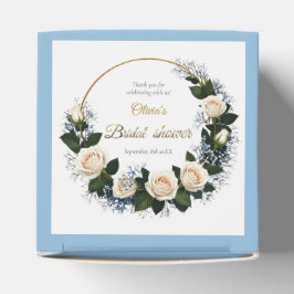 Caixinha De Lembrancinhas Obrigado Rosas Brancas e Respiração do Bebê Azul