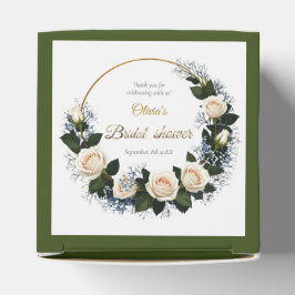 Caixinha De Lembrancinhas Obrigado Rosas Brancas & Resedá Azul