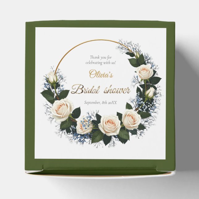 Caixinha De Lembrancinhas Obrigado Rosas Brancas & Resedá Azul (Topo)