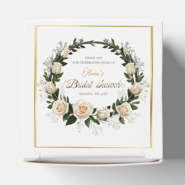 Caixinha De Lembrancinhas Obrigado Rosas Brancas & Resedos (Topo)