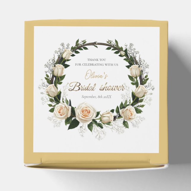 Caixinha De Lembrancinhas Obrigado Rosas Brancas & Resedos (Topo)