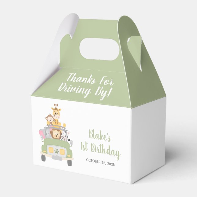 Caixinha De Lembrancinhas Obrigados Safari De Animais primeiros aniversarios (Frente)