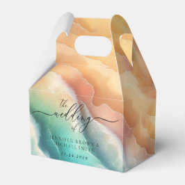 Caixinha De Lembrancinhas Oceano Rosa Verde Praia Azul Aquarela Verão Sol