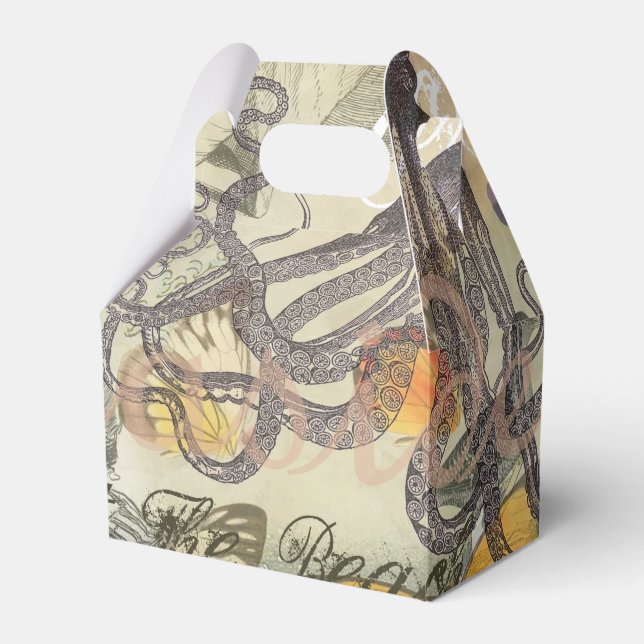 Caixinha De Lembrancinhas Octopus Beach Antique Coastal Steampunk (Frente)