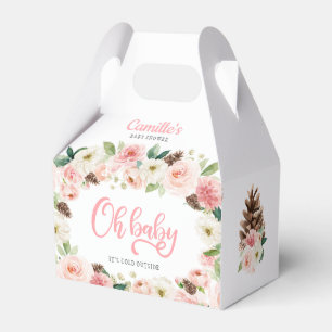 Caixinha De Lembrancinhas Oh Baby Winter Blush Chá de fraldas Floral Rosa