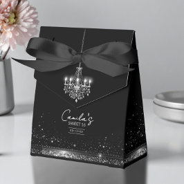 Caixinha De Lembrancinhas Old Hollywood B & W Chandelier Sweet 16 ID1108