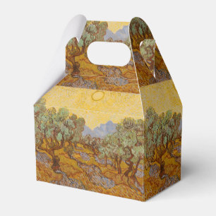 Caixinha De Lembrancinhas Oliveiras de Van Gogh Céu Sol Amarelo