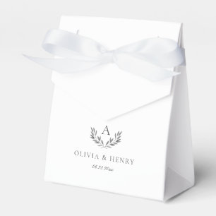 Caixinha De Lembrancinhas Olivia Elegant Cinza Monograma Casamento Pequeno