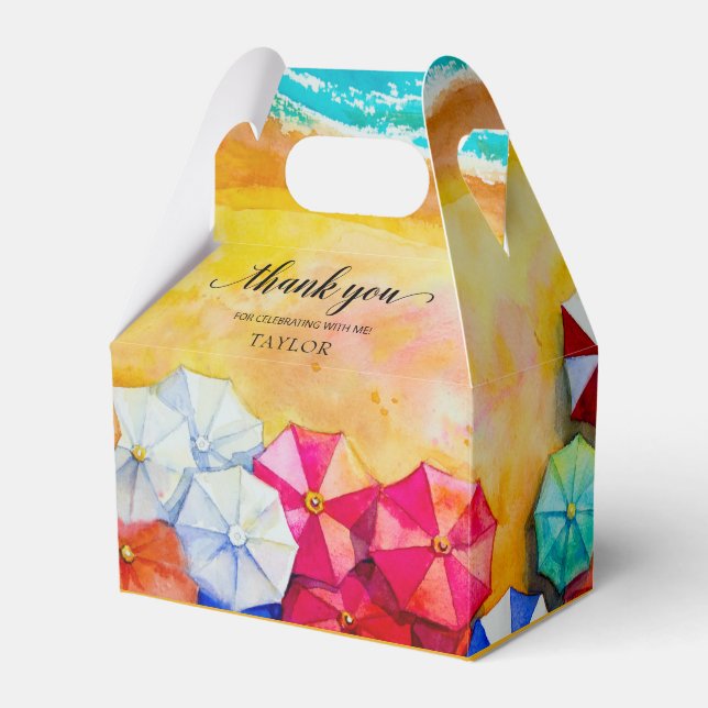 Caixinha De Lembrancinhas Ondas de Areia de Praia Obrigado (Frente)