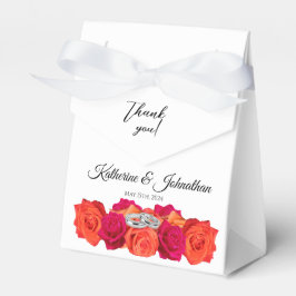 Caixinha De Lembrancinhas Orange e Pink-Blossoms-Weds Obrigado-