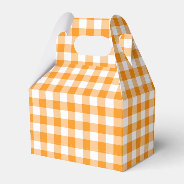 Caixinha De Lembrancinhas Orange Gingham Favor Box (Frente)