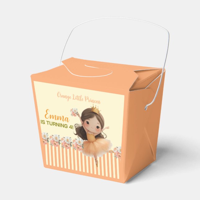 Caixinha De Lembrancinhas Orange Little Princess Ball Favor Box (Frente)