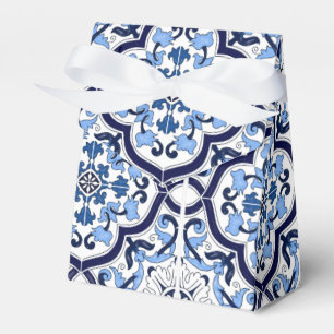 Caixinha De Lembrancinhas Ornamentado Azul Floral Mediterrâneo Azulejo Sicil
