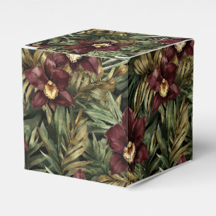 Caixinha De Lembrancinhas Orquídea Floral Tropical Vermelho Borgonha