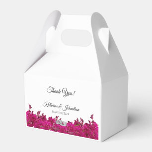 Caixinha De Lembrancinhas Orquídeas Fuchsia sobre Casamento Branco Obrigado.