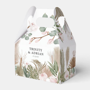 Caixinha De Lembrancinhas Orquídeas Rosa Chic Boho e Casamento de Folhas Se